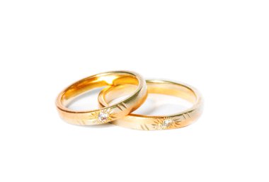 beyaz izole iki altın alyans, alyans backgr