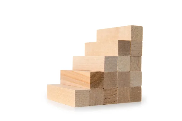 Drewniany klocek wieża gra na białym tle — Zdjęcie stockowe