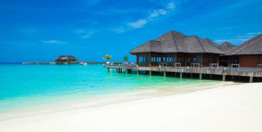 tropik Maldivler ada plaj ile
