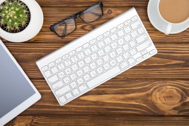 Ofis Resepsiyon ahşap masa iş işyeri ve iş nesnesi