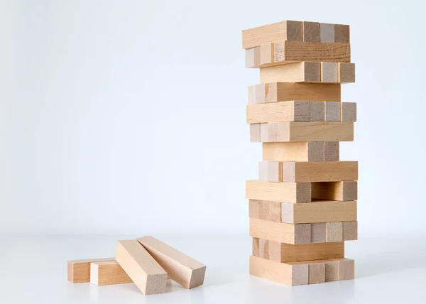 Wooden block tower game isolated on white background — Stock Photo, Image