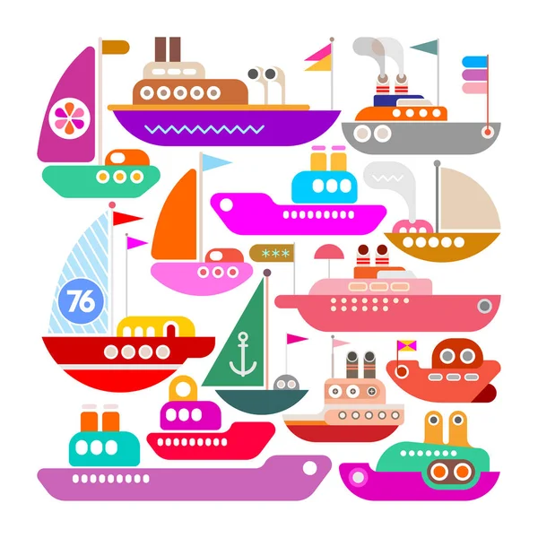 Gemiler, Yatlar ve Tekneler vektör simgesi tasarımı — Stok Vektör