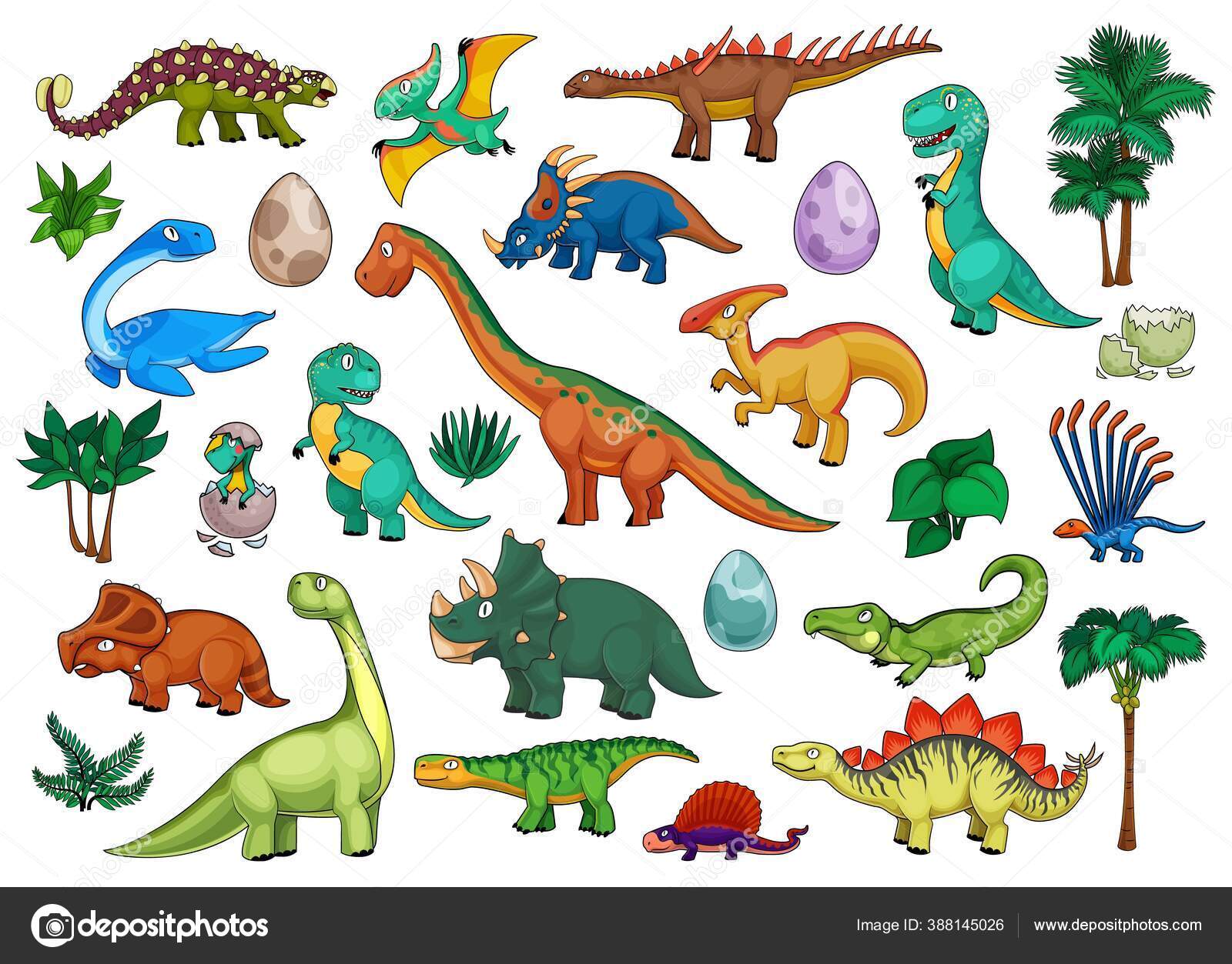 Dinosaurios Conjunto Dibujos Animados Con Animales Dino Lindo