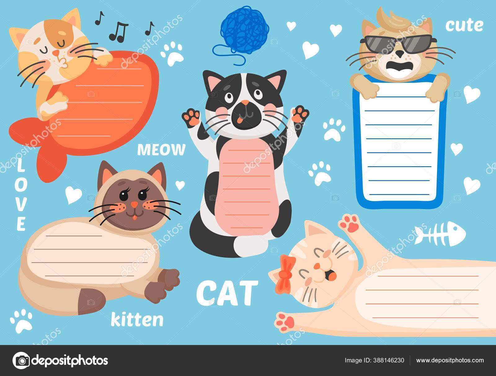 Conjunto de desenhos animados de casal de gatos para crianças para