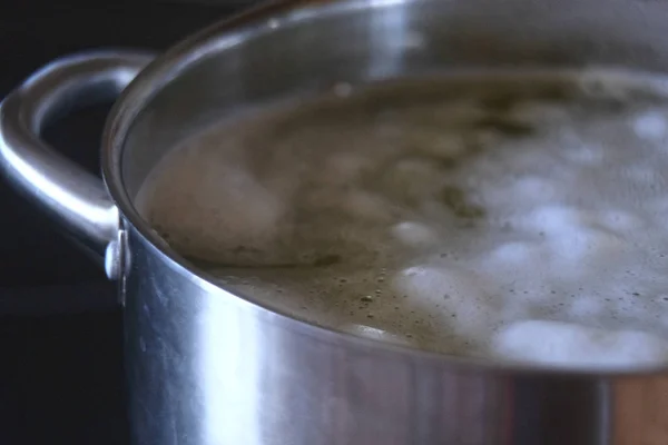 Pot Avec Eau Bouillie — Photo