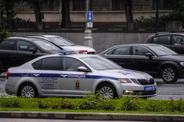 Moskova, Rusya - Mayıs, 19, 2018: bir polis arabası görüntüsünü