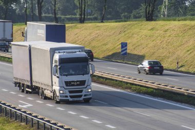 Polonya - Mayıs, 31, 2018: kamyon Polonya bir karayolu üzerinde