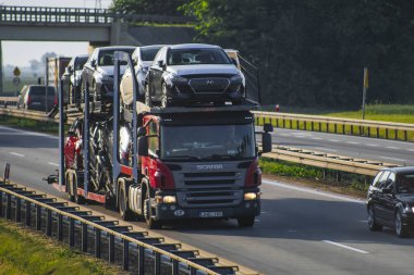 Polonya - Mayıs, 31, 2018: kamyon Polonya bir karayolu üzerinde