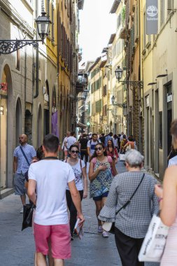 Florence, İtalya - Haziran, 3, 2018: kalabalık bir turist merkezi Floransa, İtalya