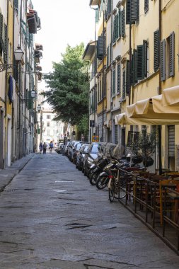 Florence, İtalya - Mayıs, 4, 2018: bisiklet ve Floransa'da bir park arabalar