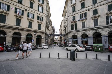 Genoa, İtalya - Haziran, 12, 2018: benzin istasyonu Cenova, İtalya