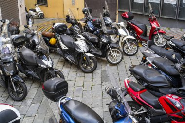 Genoa, İtalya - Haziran, 12, 2018: Genoa motosiklet park 