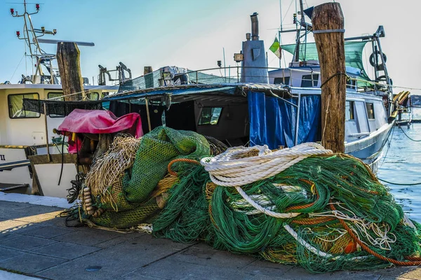 Sottomarina Italia Giugno 2018 Rete Pesca Argine Sottomarina — Foto Stock