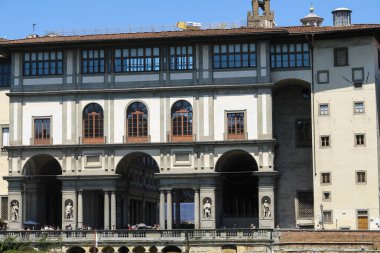 Florence, İtalya - Haziran, 2, 2018: cephe Floransa'da Uffizi Galerisi