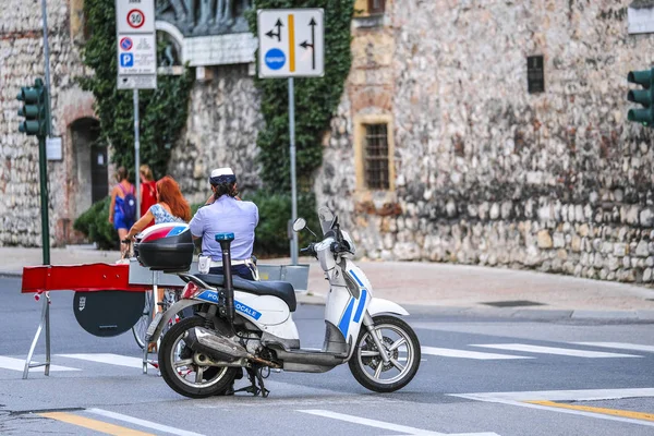 Verona Luglio 2018 Moto Della Polizia Parcheggiata Verona — Foto Stock