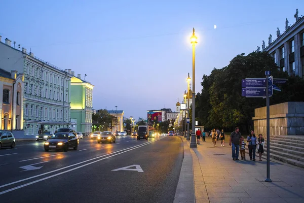 Moscou Rússia Agosto 2018 Rua Noturna Centro Moscou — Fotografia de Stock