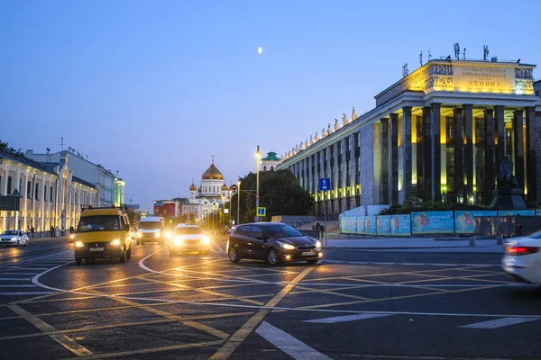 Moskwa Rosja Sierpień 2018 Noc Ulica Centrum Moskwy — Zdjęcie stockowe
