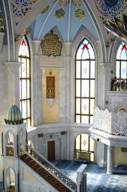 Kazan, Rusya - Ağustos, 21, 2018: iç Kul Şerif Camii Kazan Kremlin, Rusya