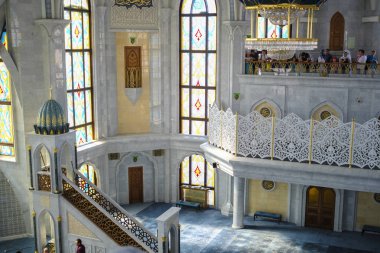 Kazan, Rusya - Ağustos, 21, 2018: iç Kul Şerif Camii Kazan Kremlin, Rusya