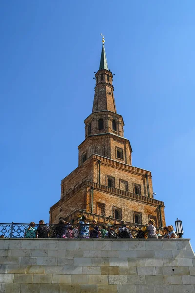 Kazan Russia Agosto 2018 Veduta Della Torre Pendente Syuyumbike Nel — Foto Stock