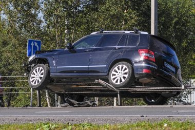 Chehov, Rusya - Ağustos, 25, 2018: trafik kazası Chehov, Rusya Federasyonu