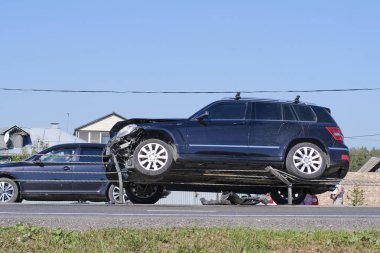 Chehov, Rusya - Ağustos, 25, 2018: trafik kazası Chehov, Rusya Federasyonu