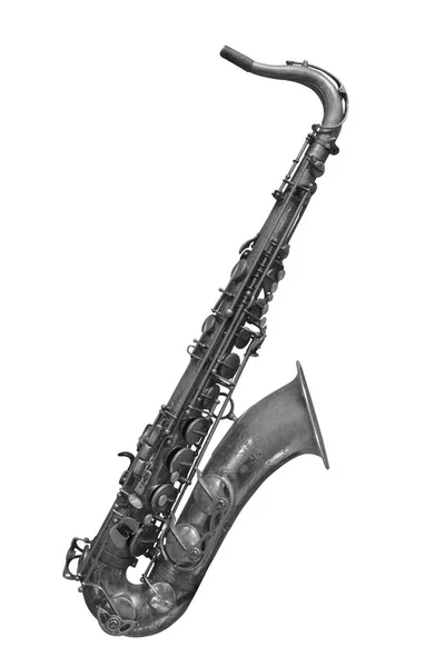 Het Beeld Van Een Saxofoon Geïsoleerd Onder Een Witte Achtergrond — Stockfoto