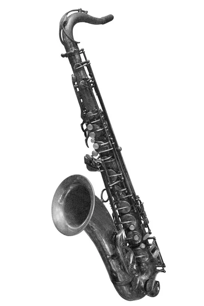 Imagen Saxofón Aislado Bajo Fondo Blanco — Foto de Stock