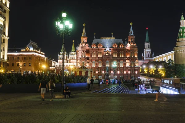 Moscú Rusia Agosto 2018 Plaza Manege Moscú Por Noche —  Fotos de Stock