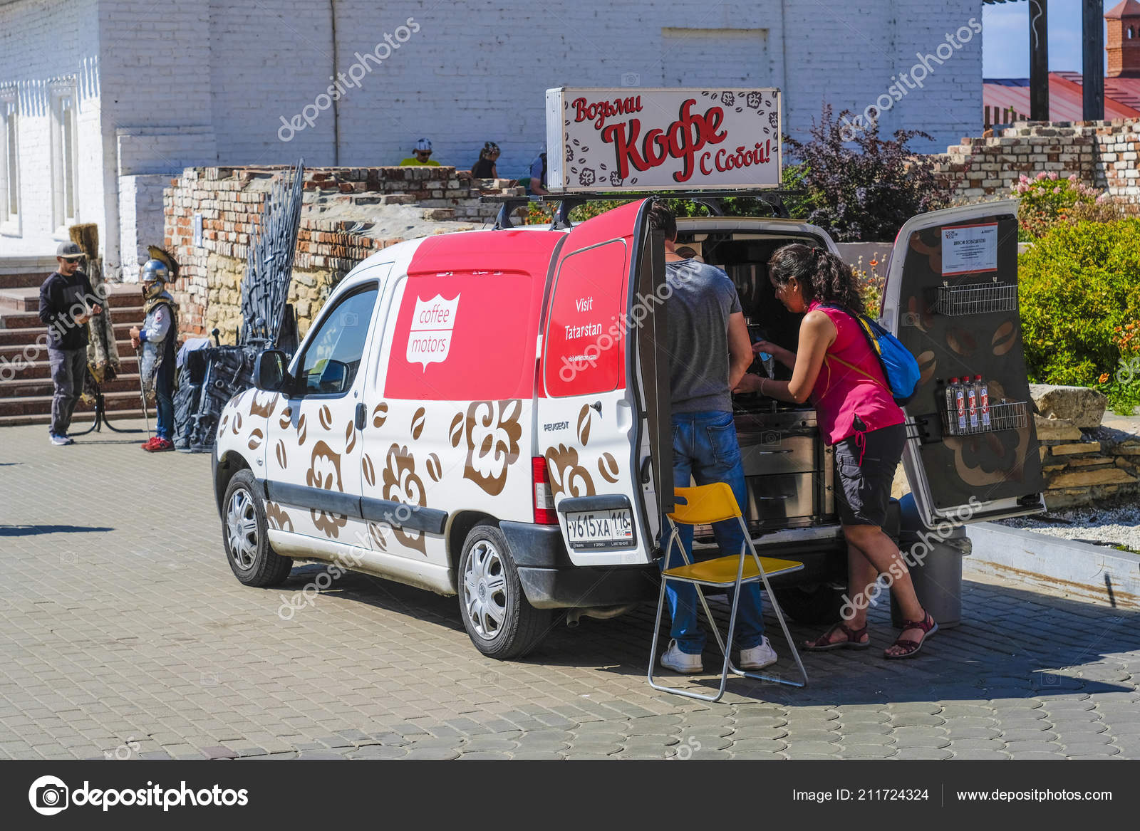selling coffee from a van