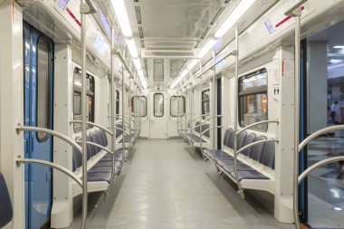 Moskova, Rusya - Ağustos, 31, 2018: Metro Tren İstasyonu, Moskova, Rusya