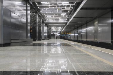 Moskova, Rusya - Ağustos, 31, 2018: iç Metro İstasyonu Govorovo, Moskova, Rusya