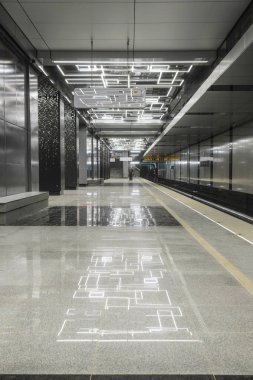 Moskova, Rusya - Ağustos, 31, 2018: iç Metro İstasyonu Govorovo, Moskova, Rusya
