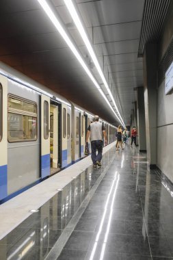 Moskova, Rusya - Ağustos, 31, 2018: Metro Tren İstasyonu Michurinskiy umudu, Moskova, Rusya