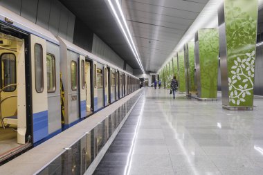Moskova, Rusya - Ağustos, 31, 2018: Metro Tren İstasyonu Ramenky, Moskova, Rusya