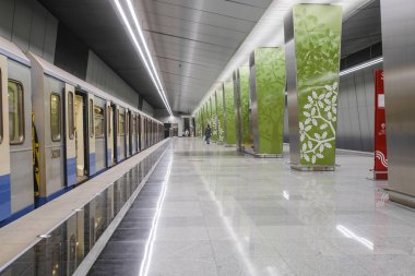 Moskova, Rusya - Ağustos, 31, 2018: Metro Tren İstasyonu Ramenky, Moskova, Rusya