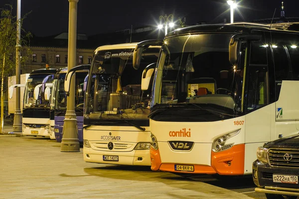 Moscú Rusia Septiembre 2018 Autobuses Una Terminal Autobuses Moscú Rusia — Foto de Stock