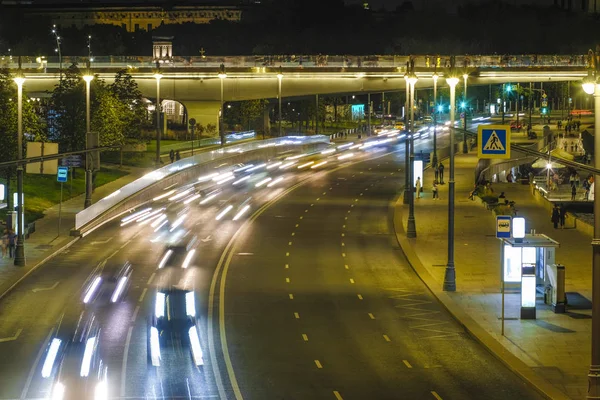 Moskva Ryssland September 2018 Natt Trafik Moskva Ryssland — Stockfoto