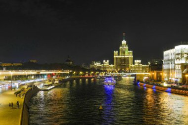 Moskova, Rusya - Eylül, 3, 2018: Moskova gece cityscape