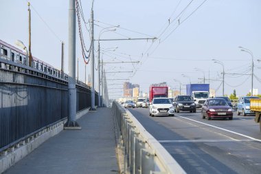 Moskova, Rusya - Eylül, 4, 2018: trafik sıkışıklığı, Moskova, Rusya