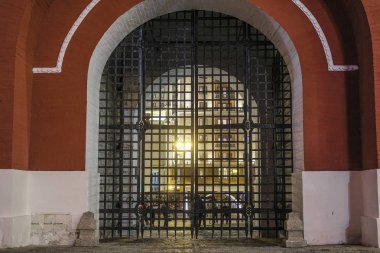 Moskova, Rusya - Eylül, 6, 2018: Antik gates Moskova Merkezi
