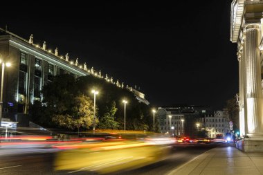 Moskova, Rusya - Eylül, 6, 2018: gece trafik Moskova, Rusya