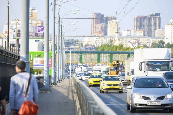 Moscú Rusia Septiembre 2018 Atasco Tráfico Moscú Rusia — Foto de Stock