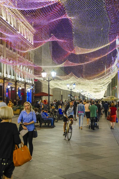 Moscou Rússia Setembro 2018 Rua Centro Moscou Noite — Fotografia de Stock