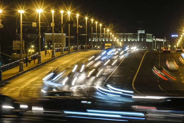 Moscow Russia September 2018 Night Traffic Moscow Russia — Stock Photo, Image