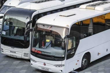 Moskova, Rusya - Eylül, 9, 2018: otobüs, Moskova, Rusya