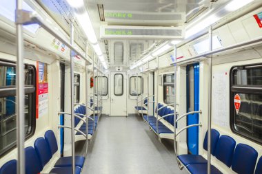 Moskova, Rusya - Ağustos, 31, 2018: bir carrige metroyu Moskova, Rusya, iç