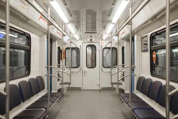 Moscú Rusia Agosto 2018 Interior Una Carroza Metro Moscú Rusia — Foto de Stock