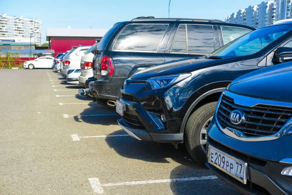 Moskau Russland September 2018 Autos Auf Dem Abgefangenen Parkplatz Der — Stockfoto