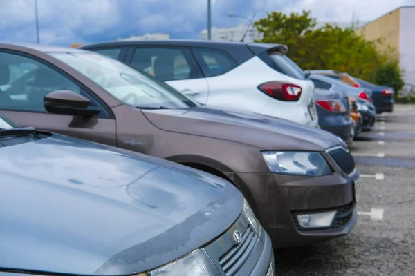 Moskwa Rosja Września 2018 Samochody Parkingu Park Ride Parking Podstawne — Zdjęcie stockowe